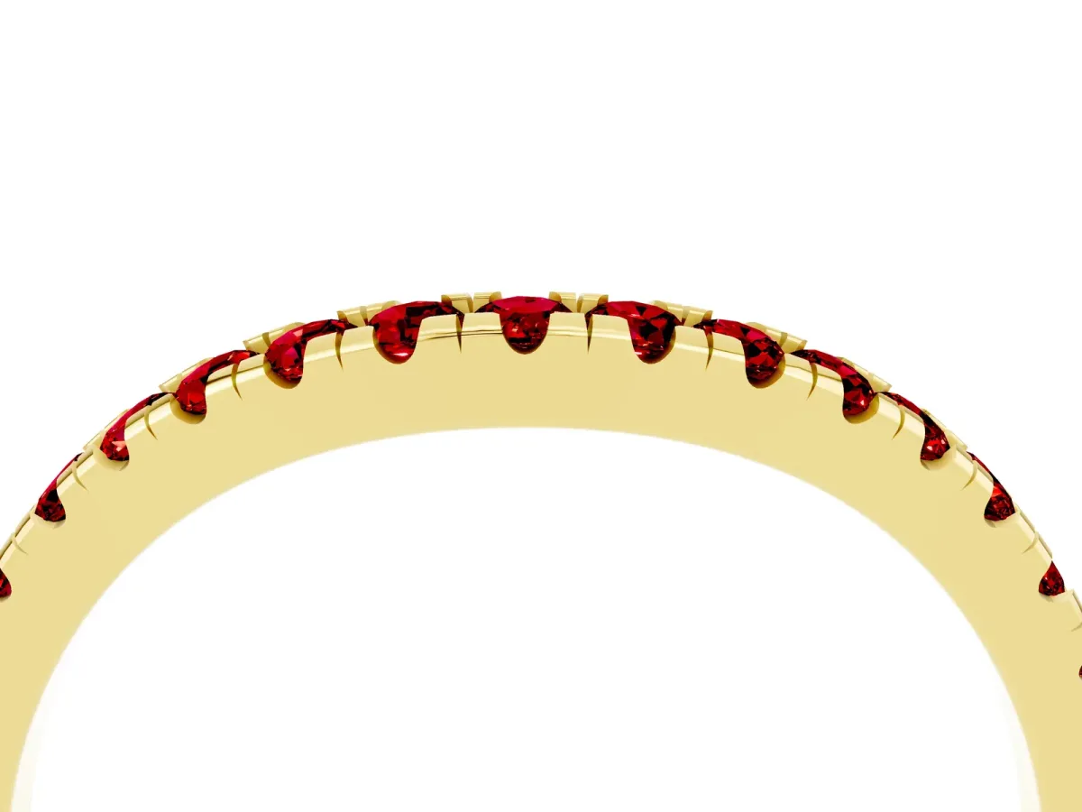 Ruby Pavé Curved Wedding Band Yellow gold