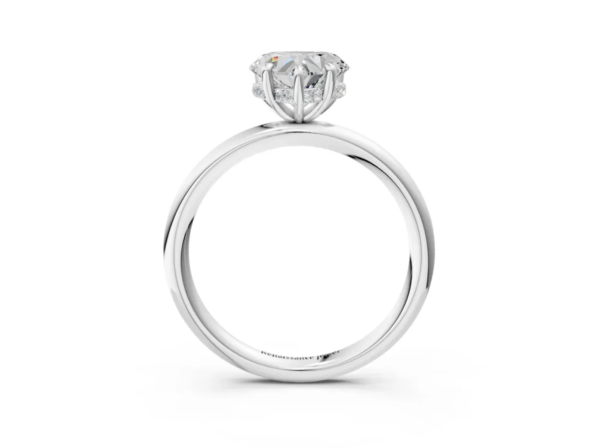 Heart Cut Diamond Solitaire Ring with Thin Band and Four-Prong Setting White gold