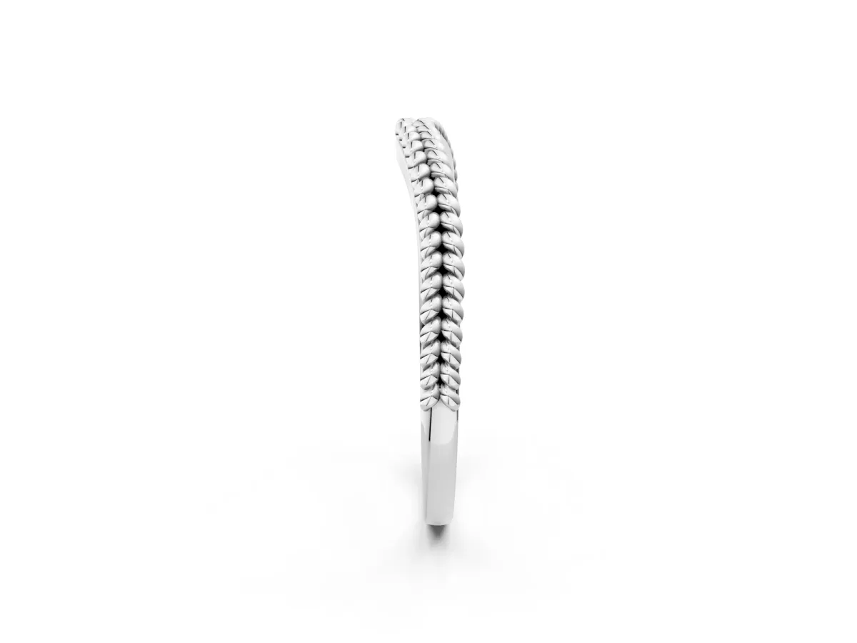 Braided Milgrain White Gold Contour Band Silver