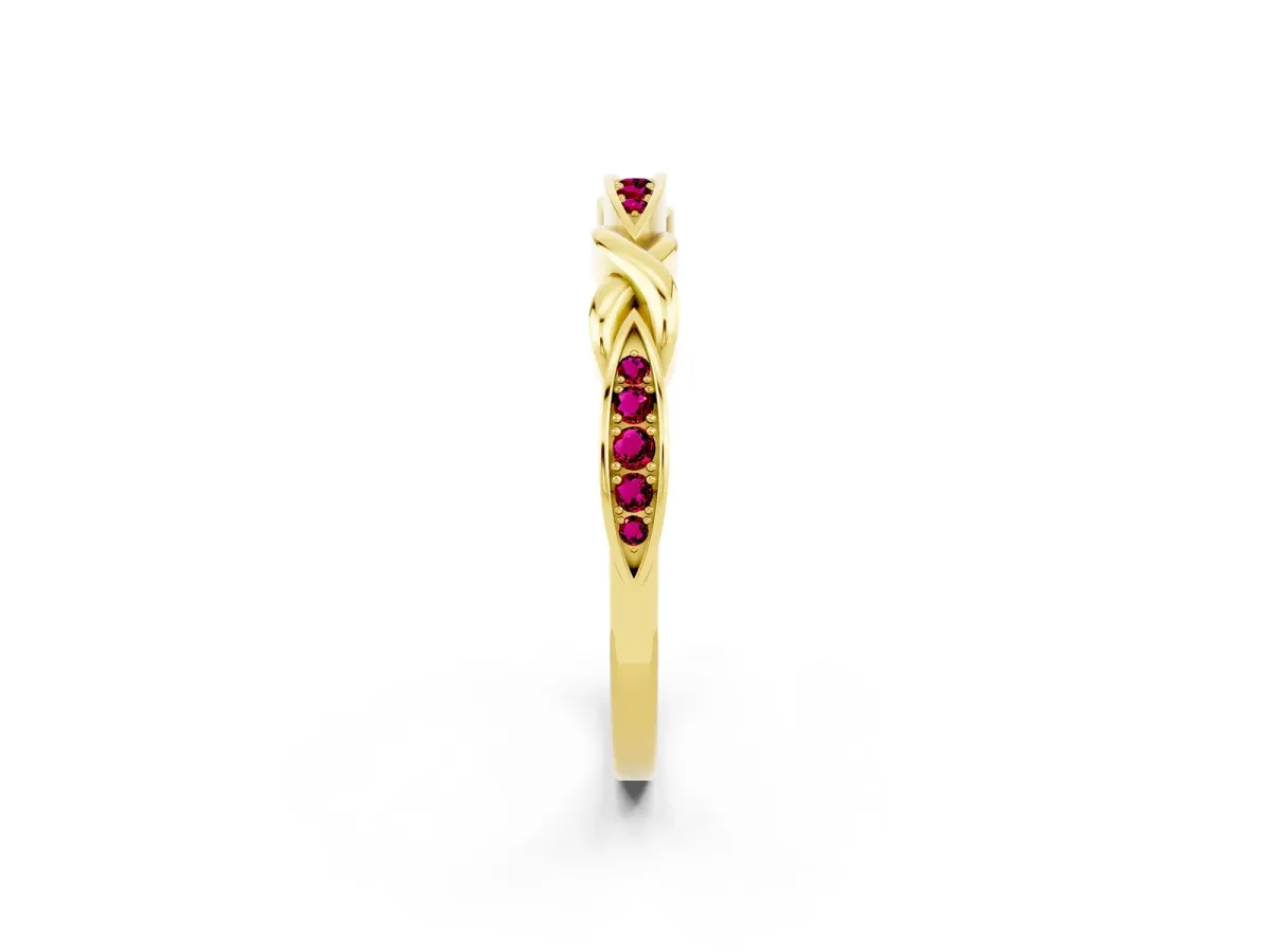 Twisted Marquise Garnet Pavé Band with Shared Prong Setting Yellow gold