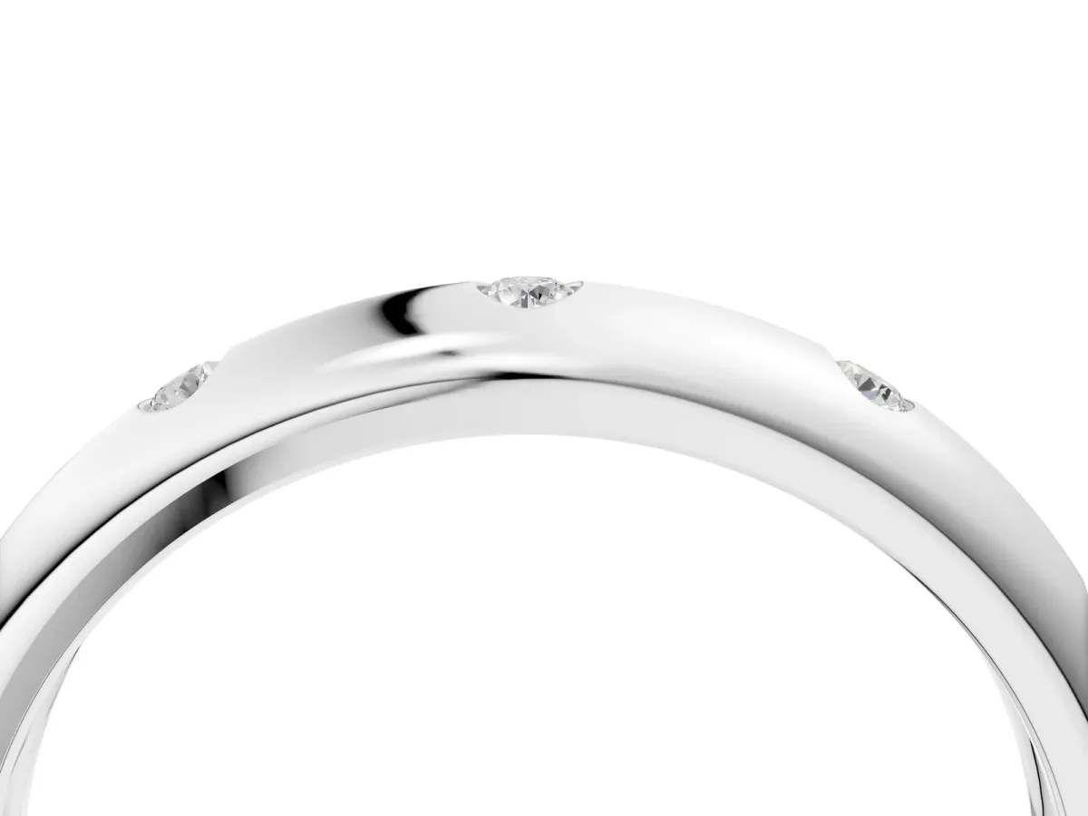 Bezel Set Round Diamond Comfort Fit Band Silver