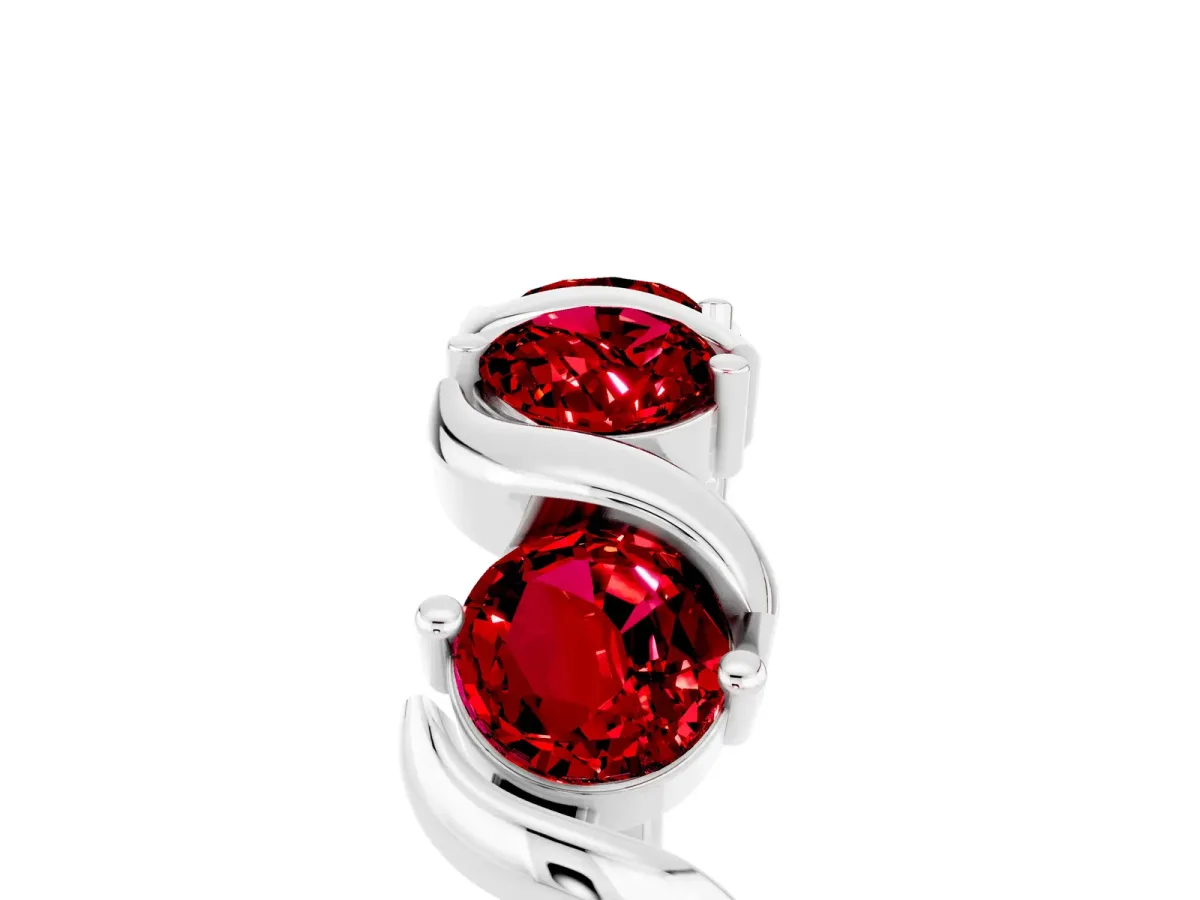 Six-Stone Round Ruby Wave Band with Shared Prong Setting White gold