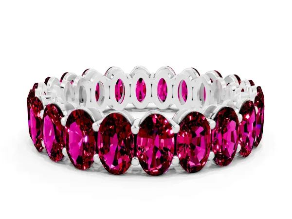 Oval Cut Garnet Eternity Band with Shared Prong Setting Platinum