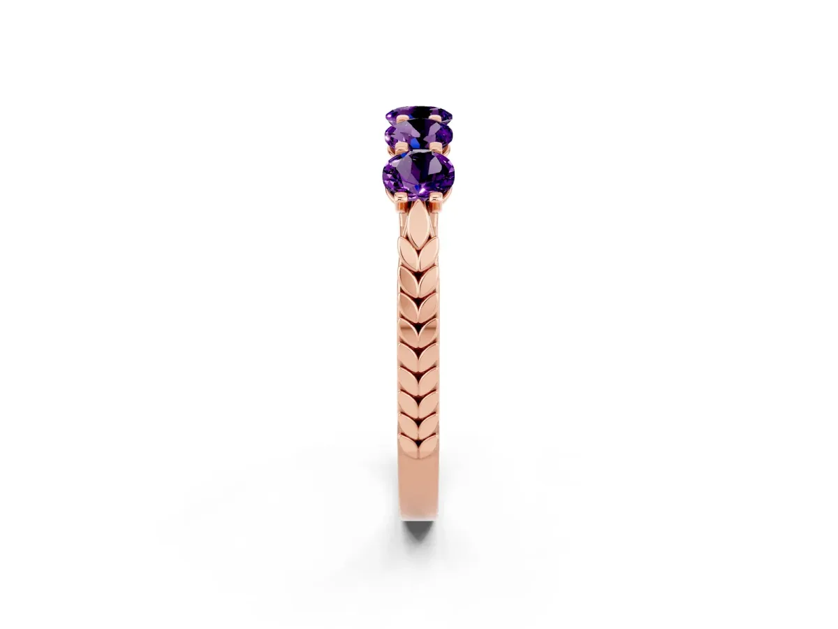 Five-Stone Round Amethyst Prong-Set Band Rose gold