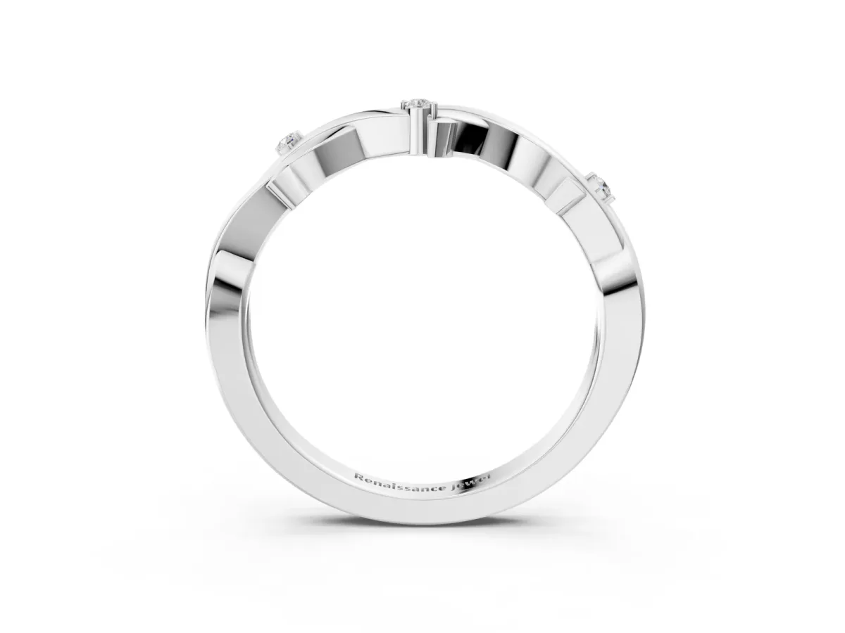 Prong Set Round Diamond Twist Band Platinum