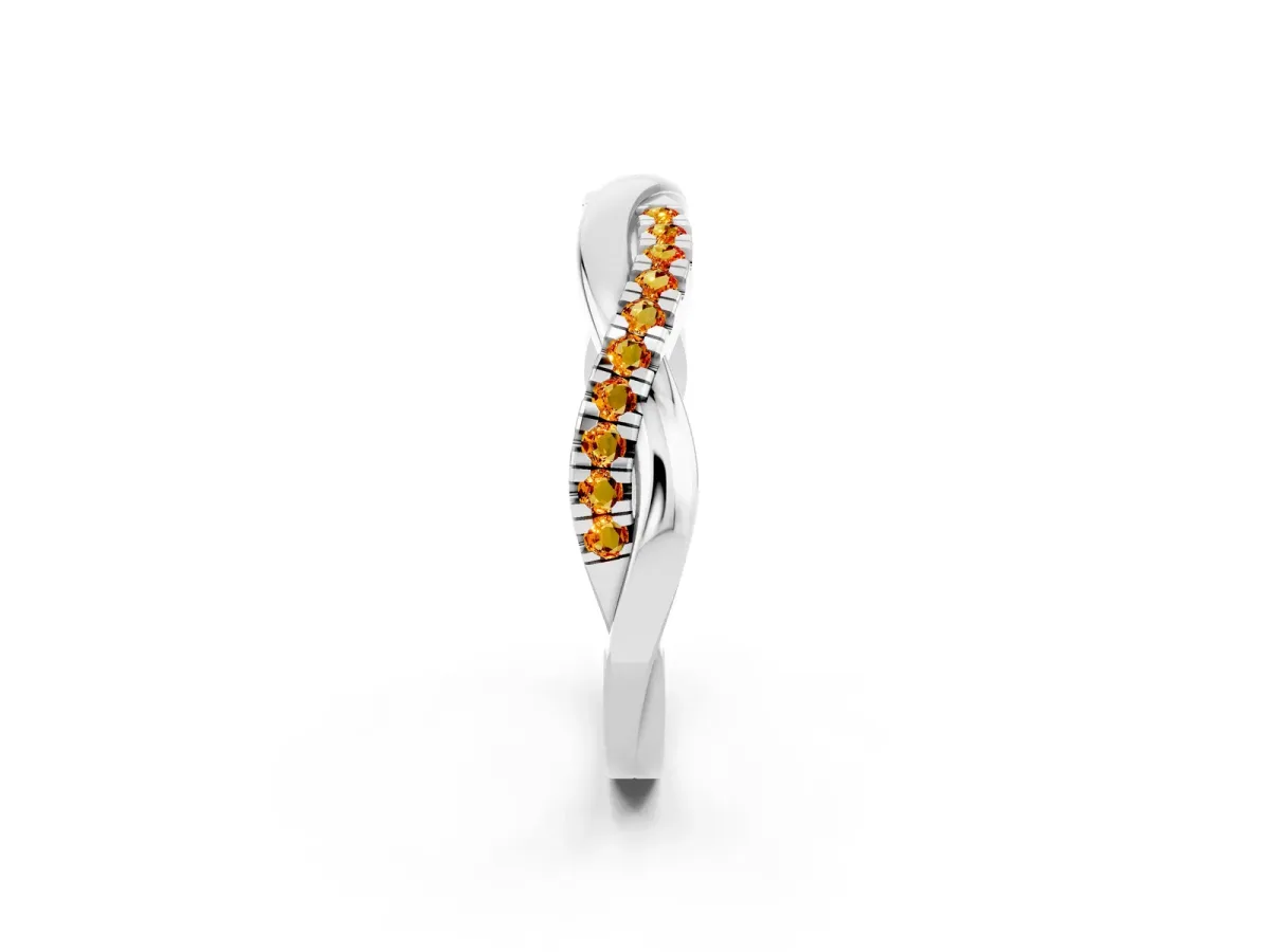 Round Citrine Twisted Infinity Band with Prong Setting Platinum