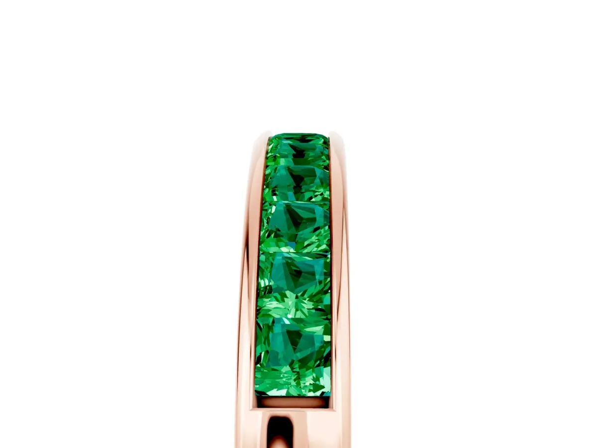 Channel Set Princess Cut Emerald Eternity Band Rose gold