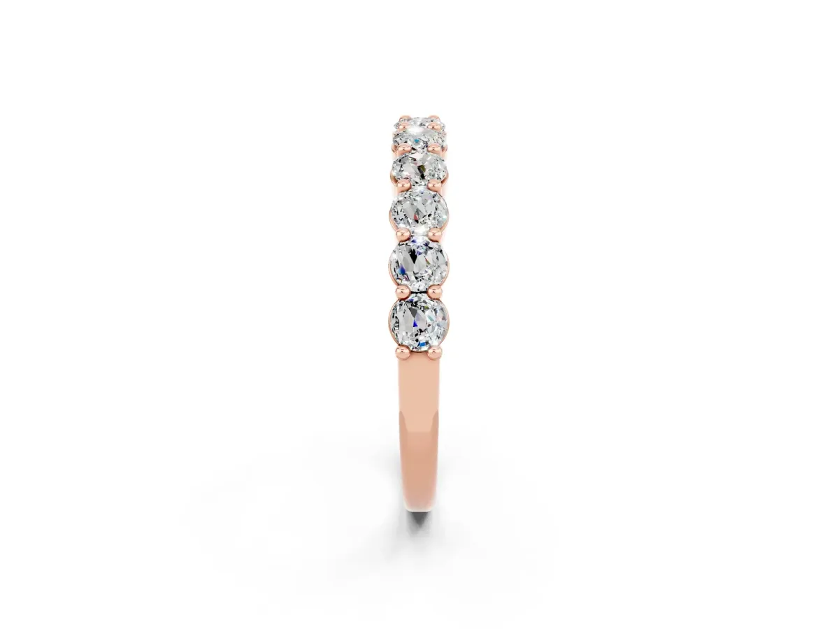 Round Moissanite Half Eternity Band with Prong Setting Rose gold