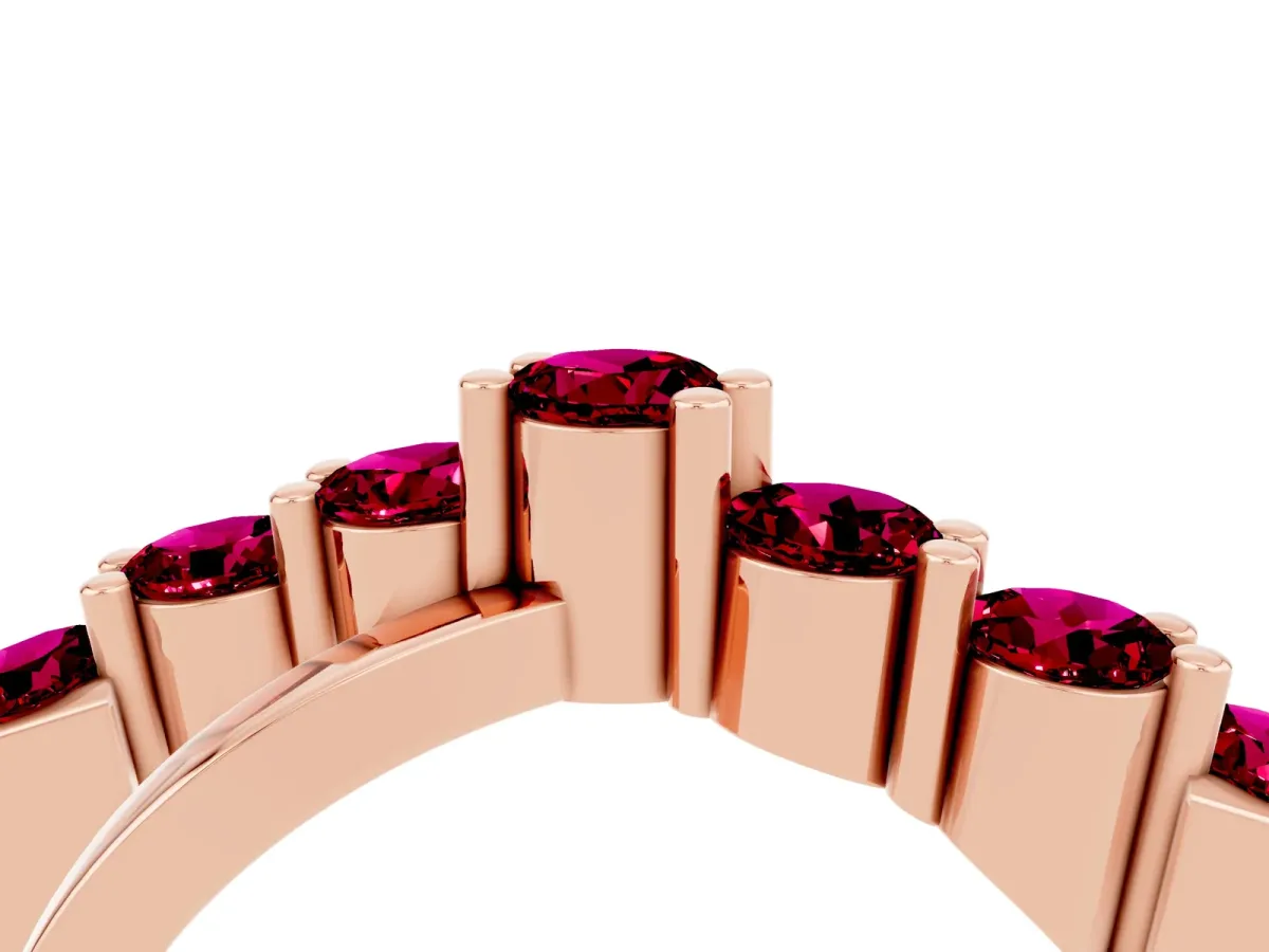 Round Garnet Prong-Set Crossover Band Rose gold
