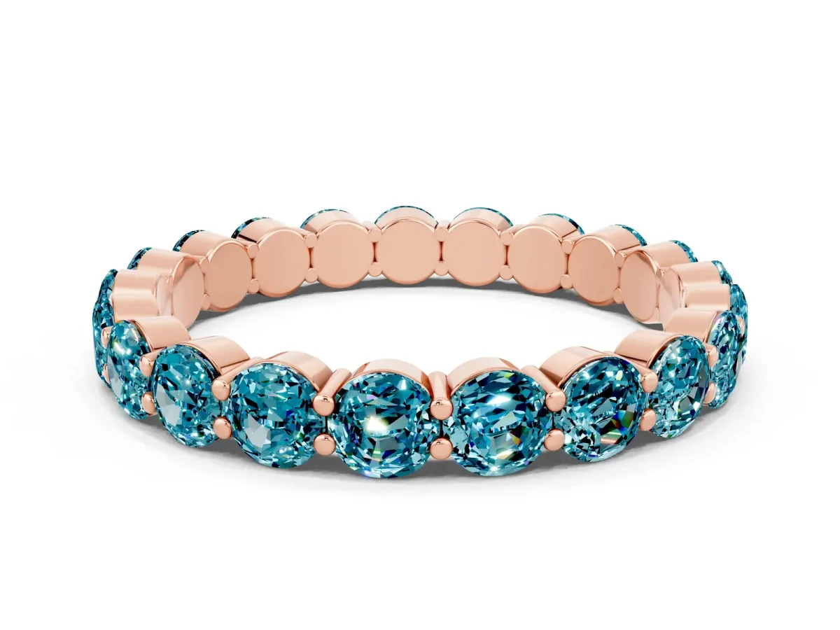 Round Blue Topaz Eternity Band with U-Prong Setting Rose gold