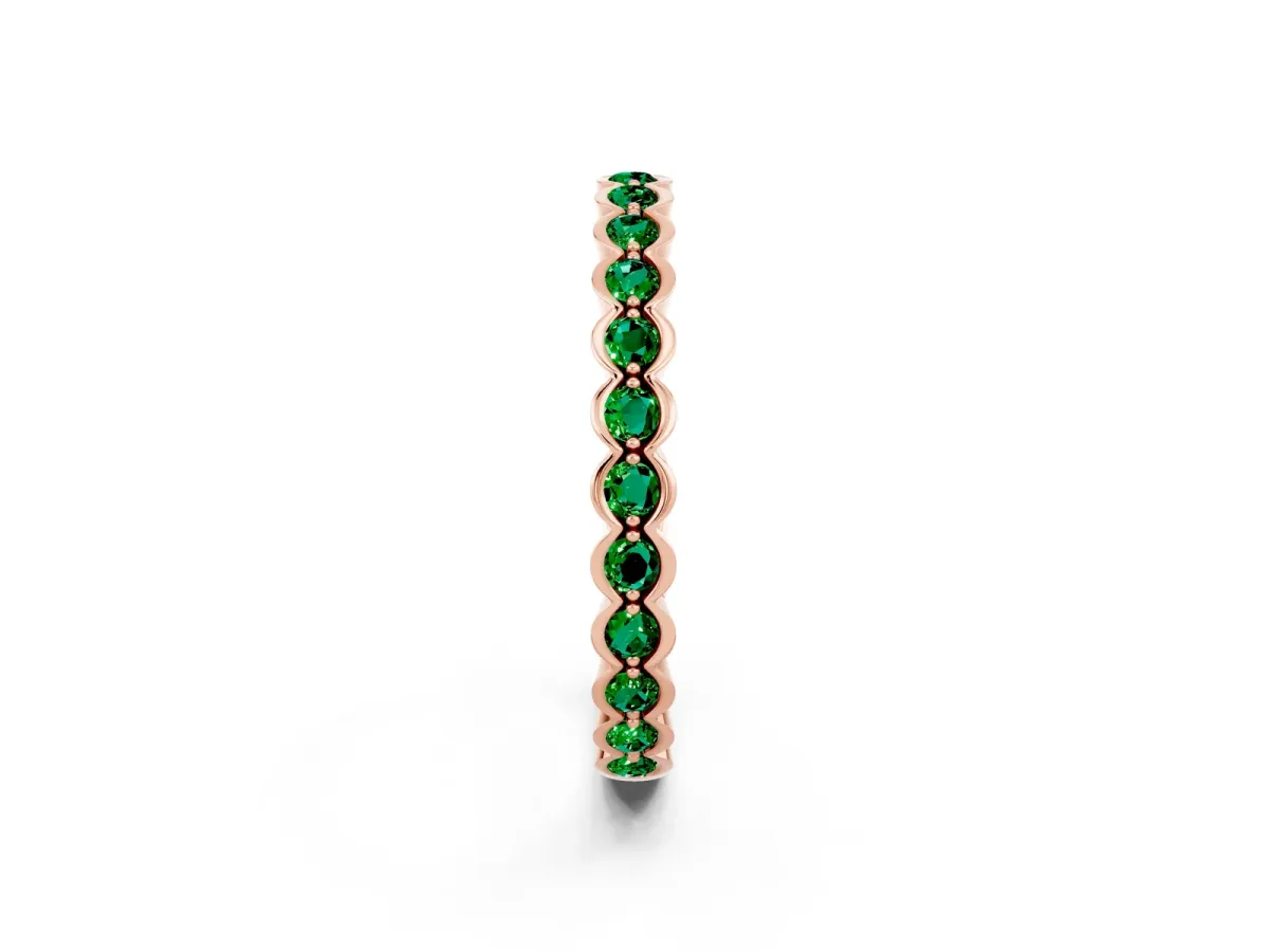 Round Emerald Bezel Set Eternity Band Rose gold