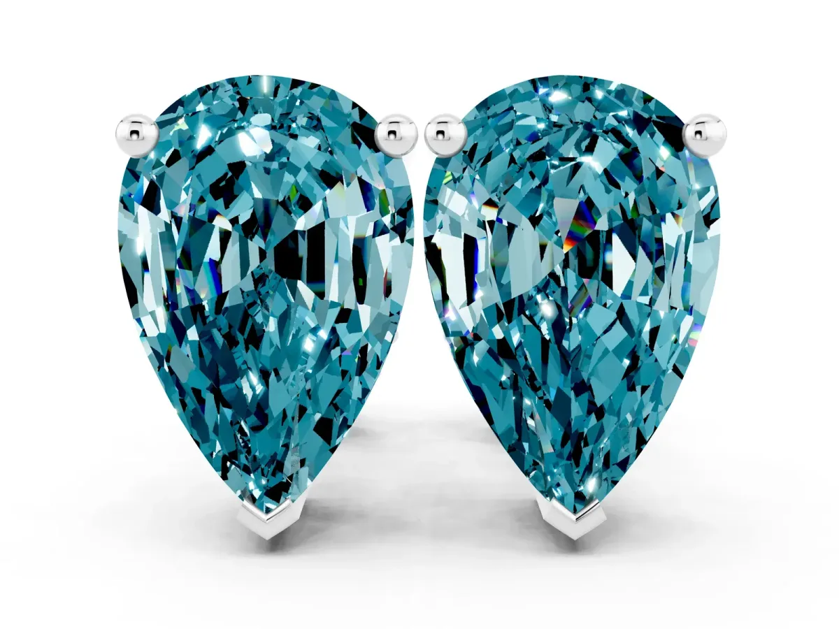 Pear Cut Blue Topaz Stud Earrings Silver
