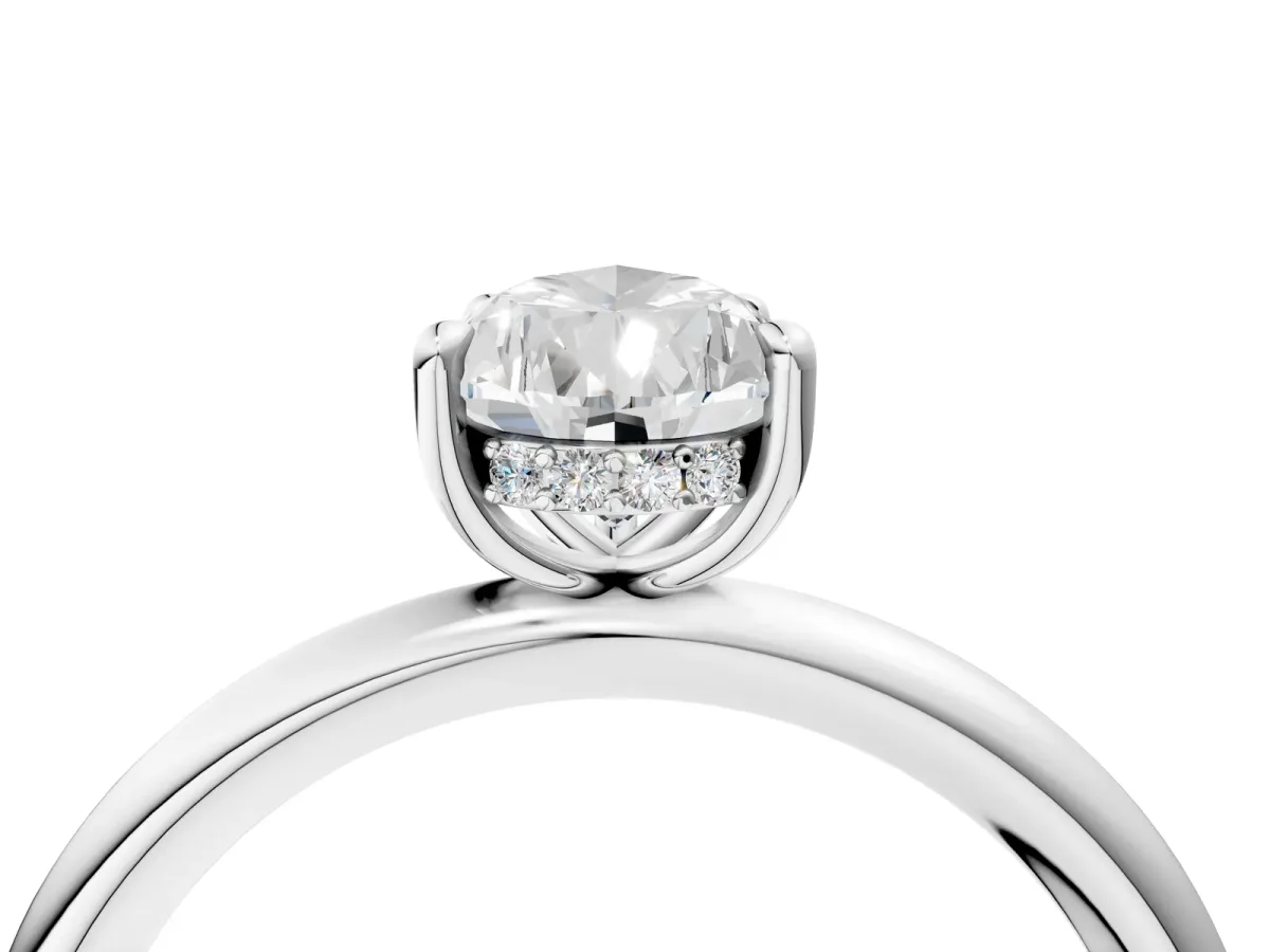 Pear Cut Diamond Solitaire Ring with Thin Band and Four-Prong Setting Silver