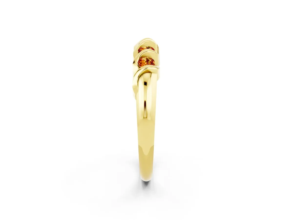 Round Citrine Eternity Band with Twist Prong Setting Yellow gold