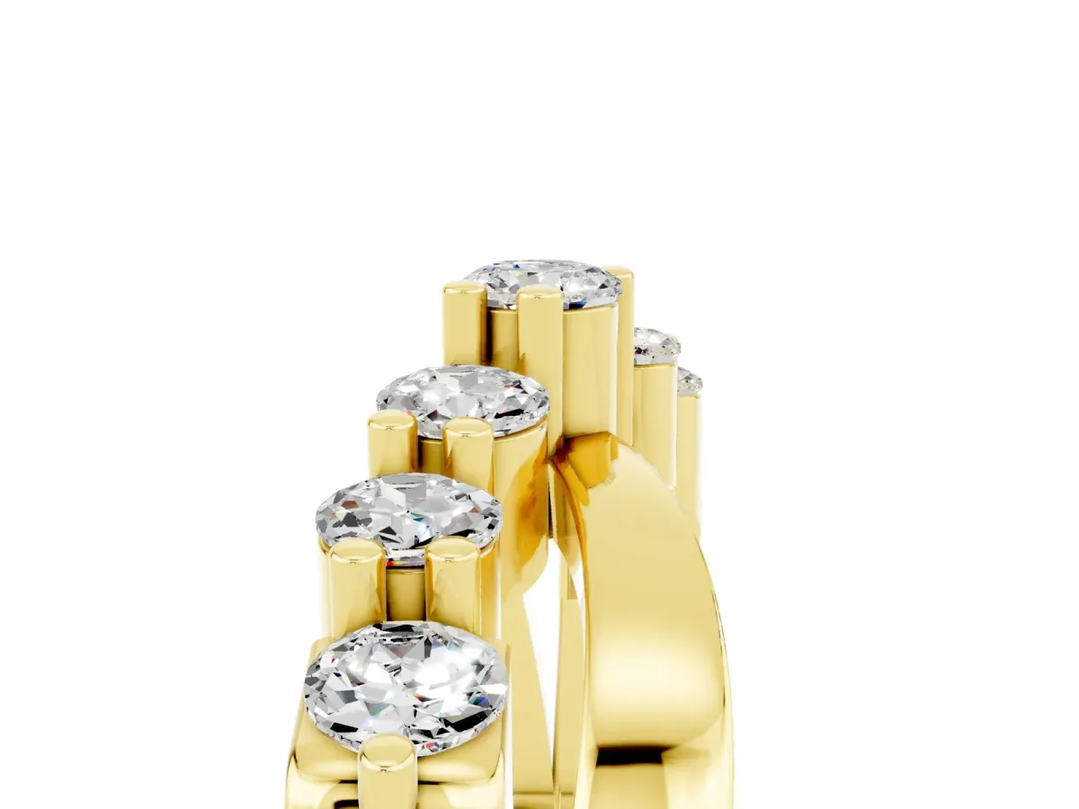 Round Moissanite Prong-Set Crossover Band Yellow gold
