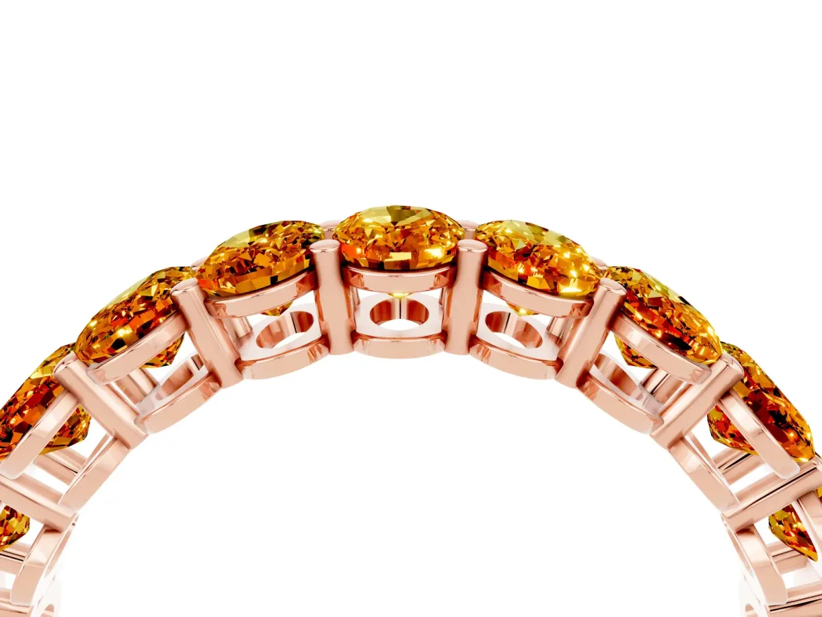 Oval Cut Citrine Eternity Band with Shared Prong Setting Rose gold