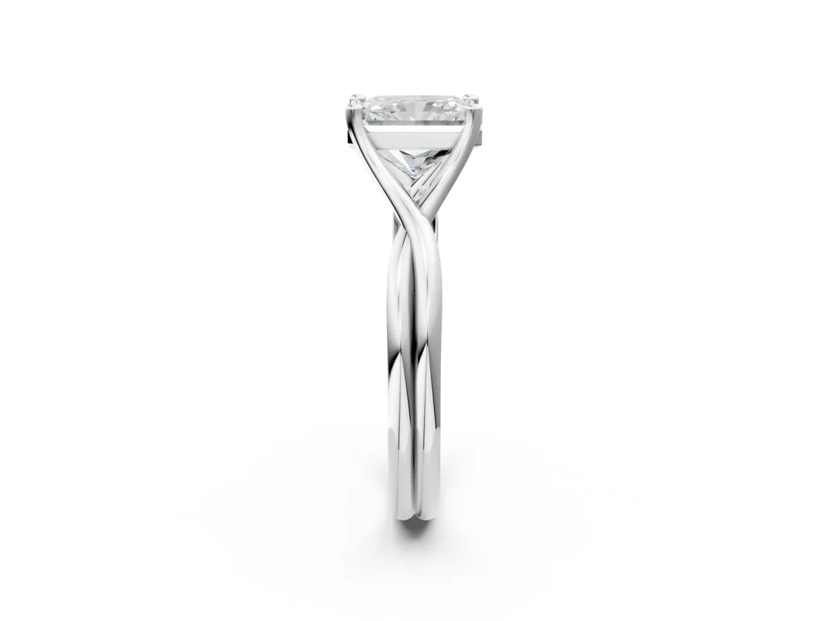 Radiant Cut Diamond Solitaire Twist Band Prong Setting Ring Platinum