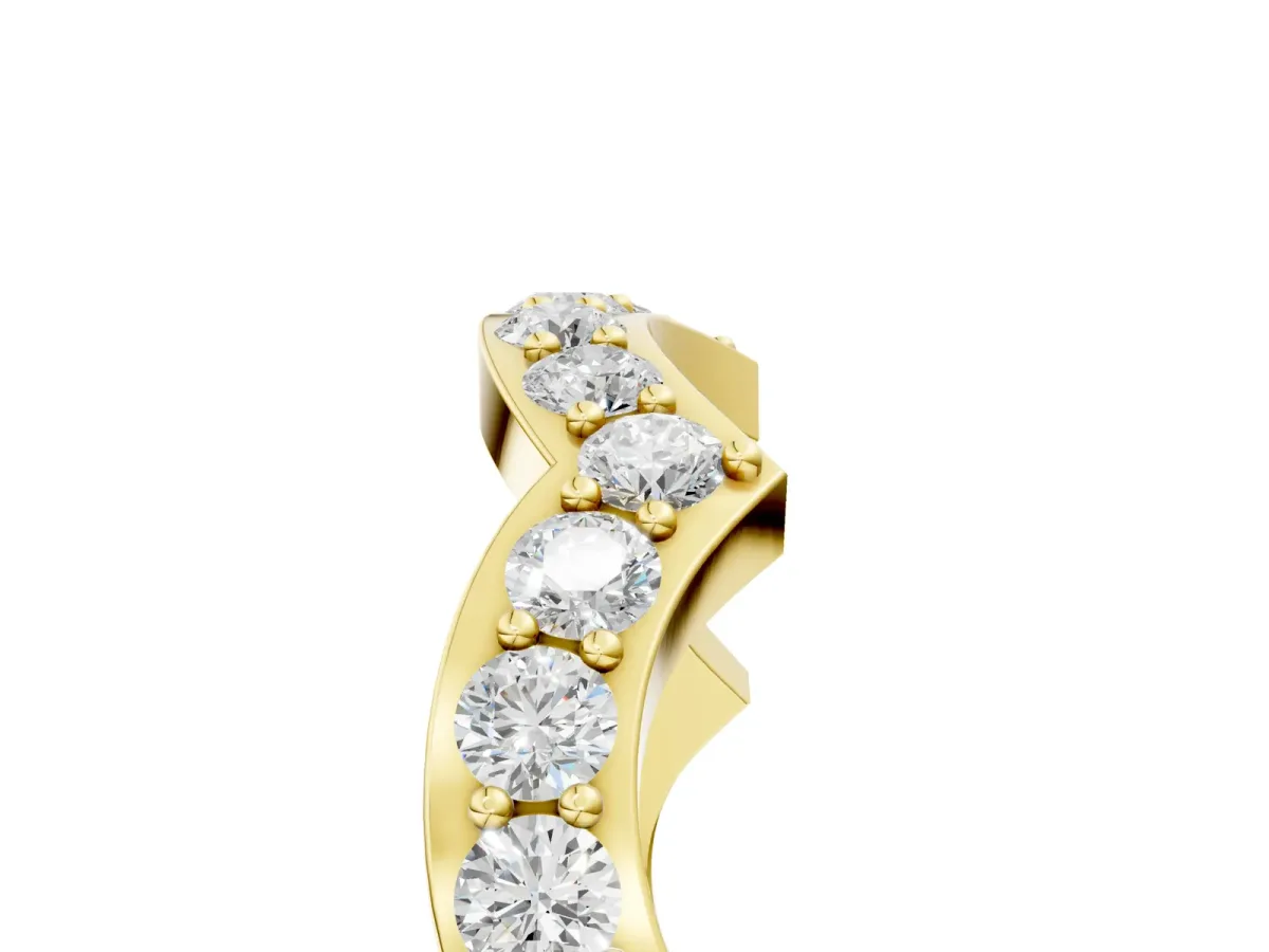 Round Diamond Pavé Zigzag Eternity Band Yellow gold