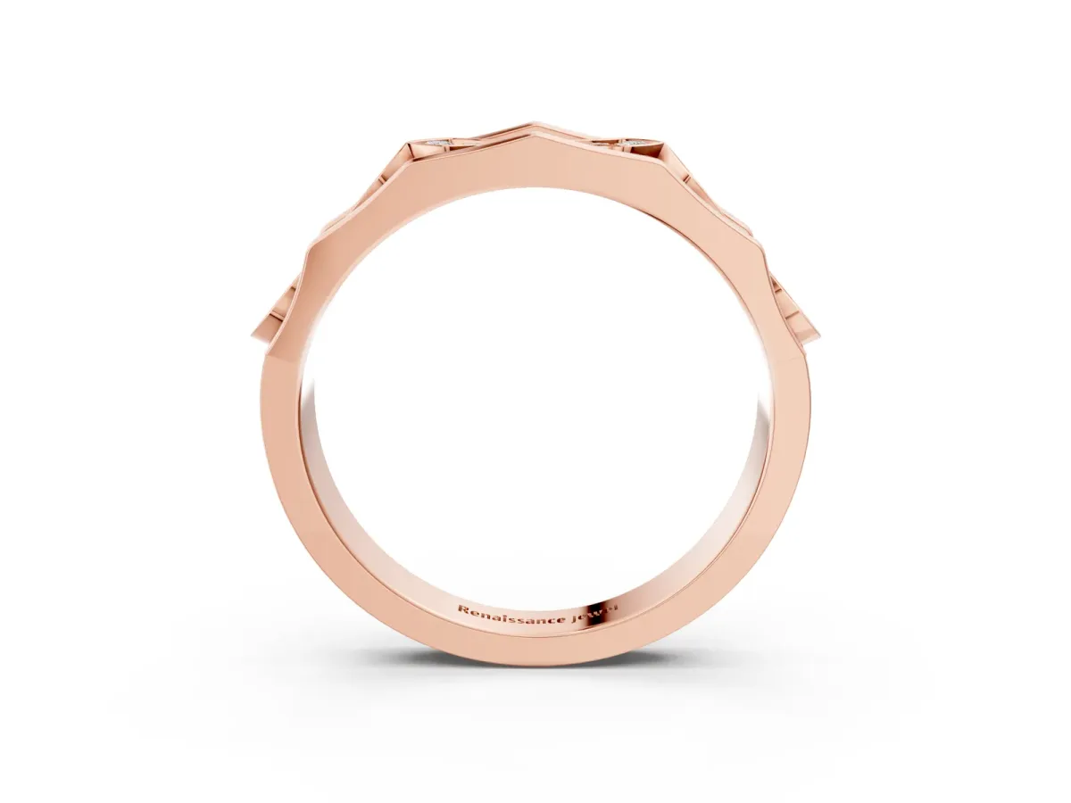 Pavé Round Diamond Eternity Band with Bar Prong Setting Rose gold