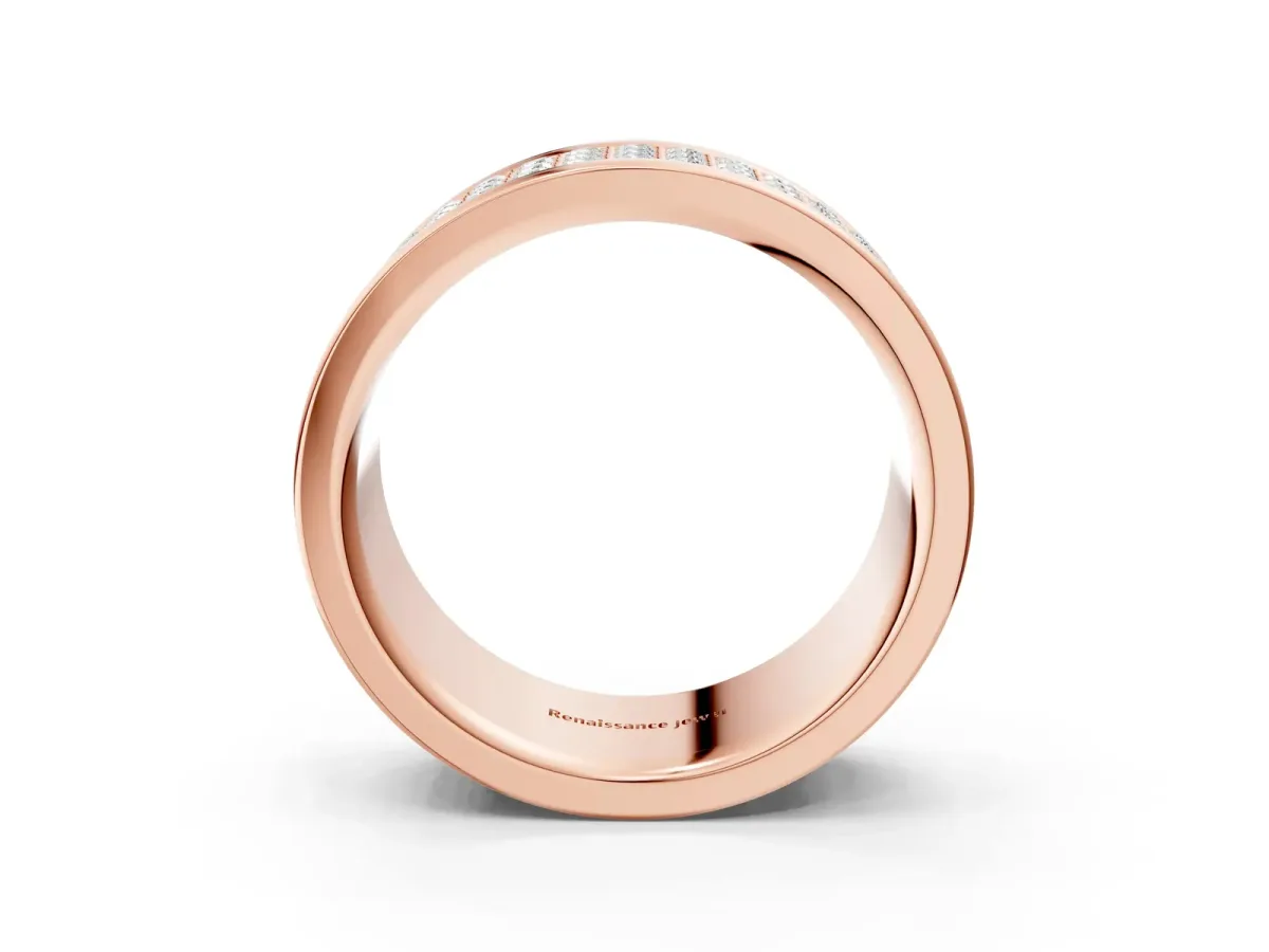Round Diamond Multi-Row Pavé Mens Band Rose gold