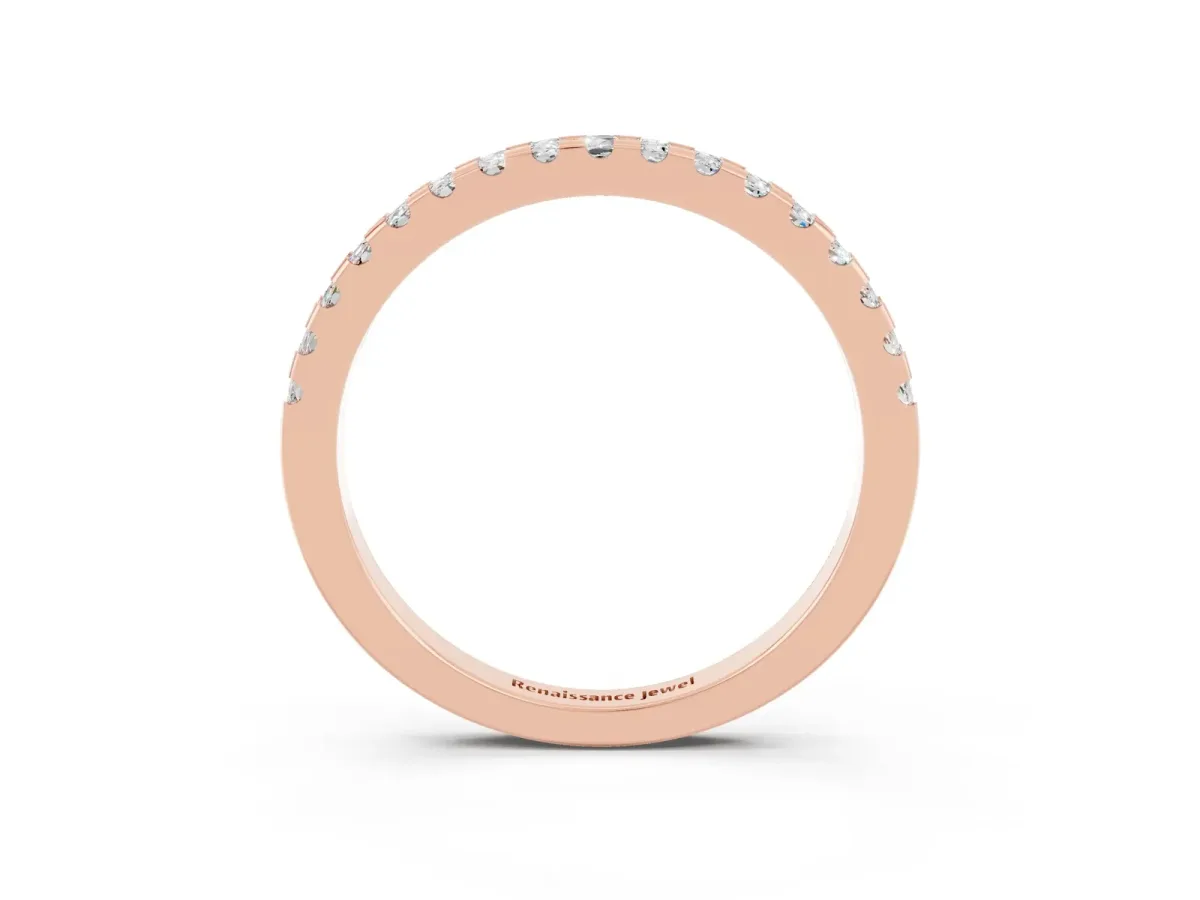 Round Moissanite Pavé Set Eternity Band with Micro Prong Setting Rose gold