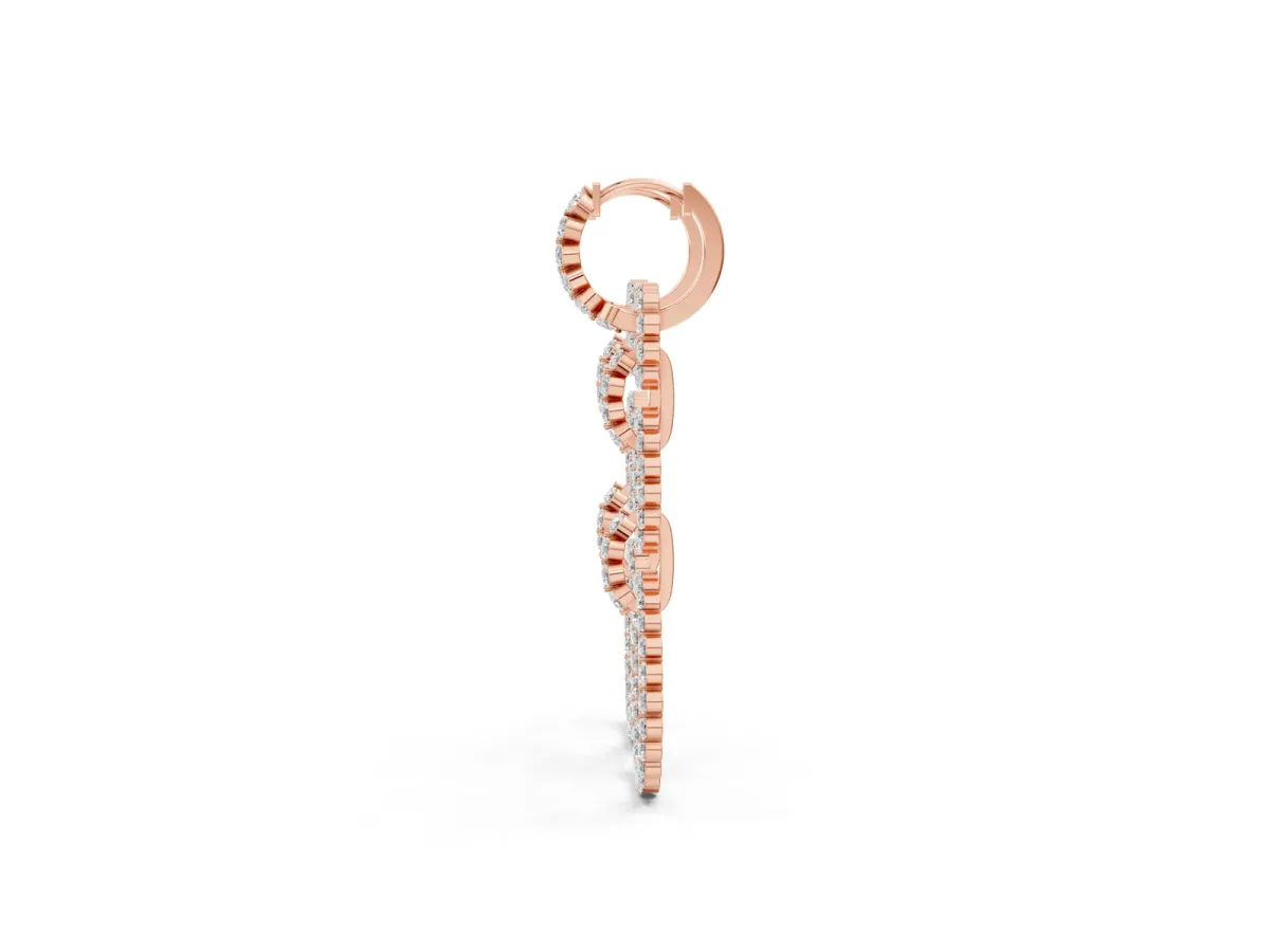 Round Diamond Multiway Open Circle Statement Earrings Rose gold