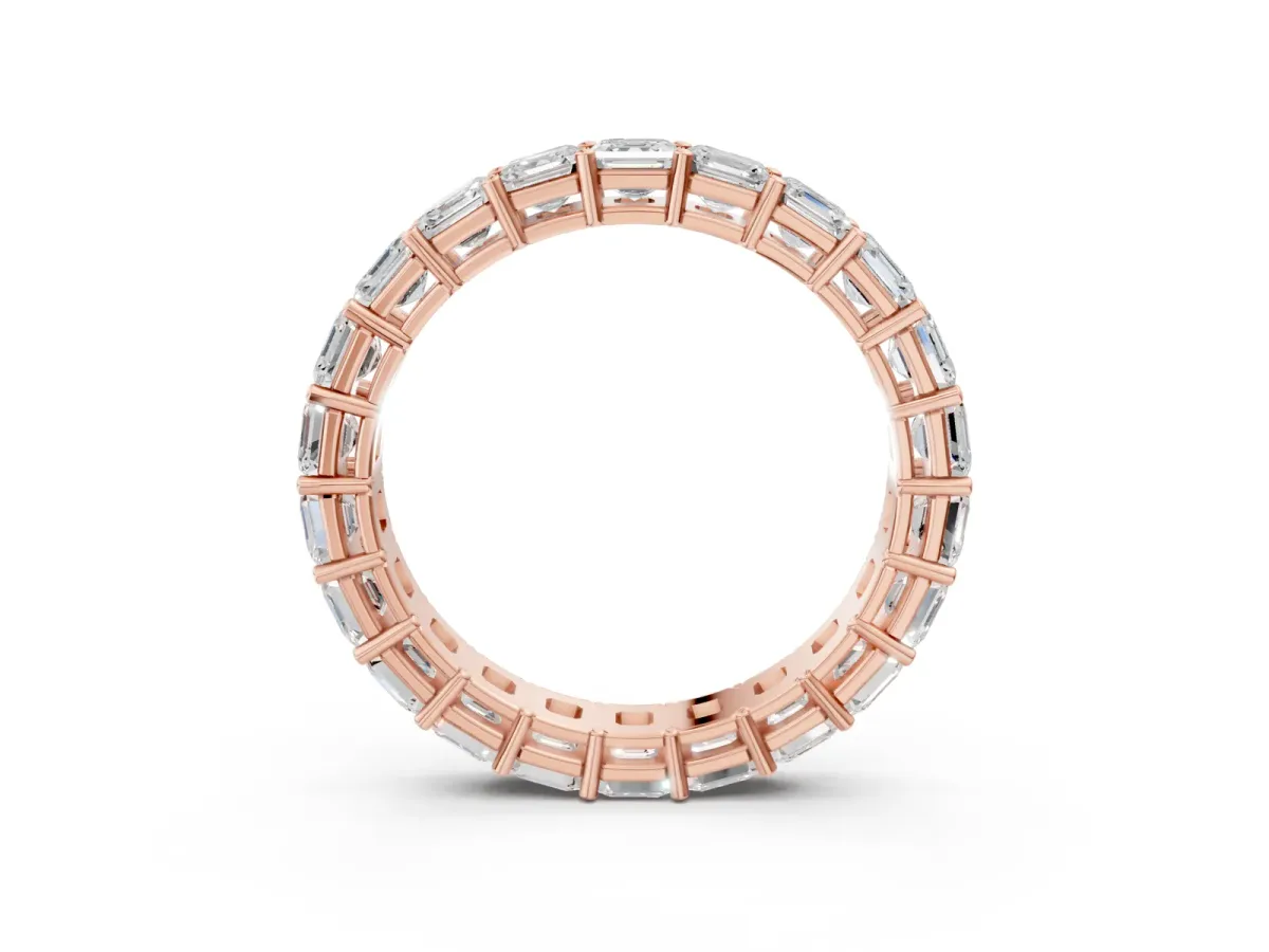 Asscher Cut Eternity Band with Shared Prong Setting Rose gold