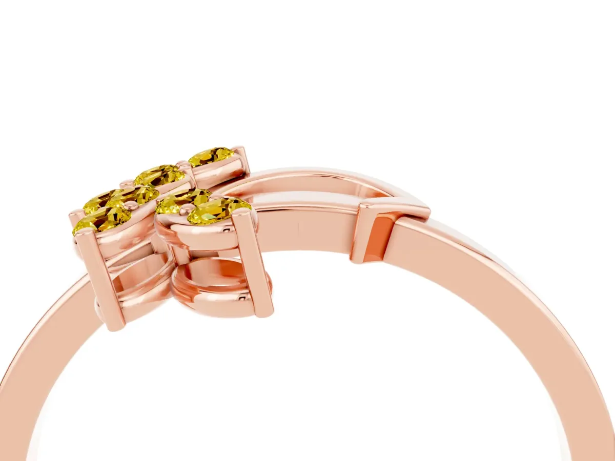 Marquise Yellow Sapphire Cluster Bypass Ring with Prong Setting Rose gold