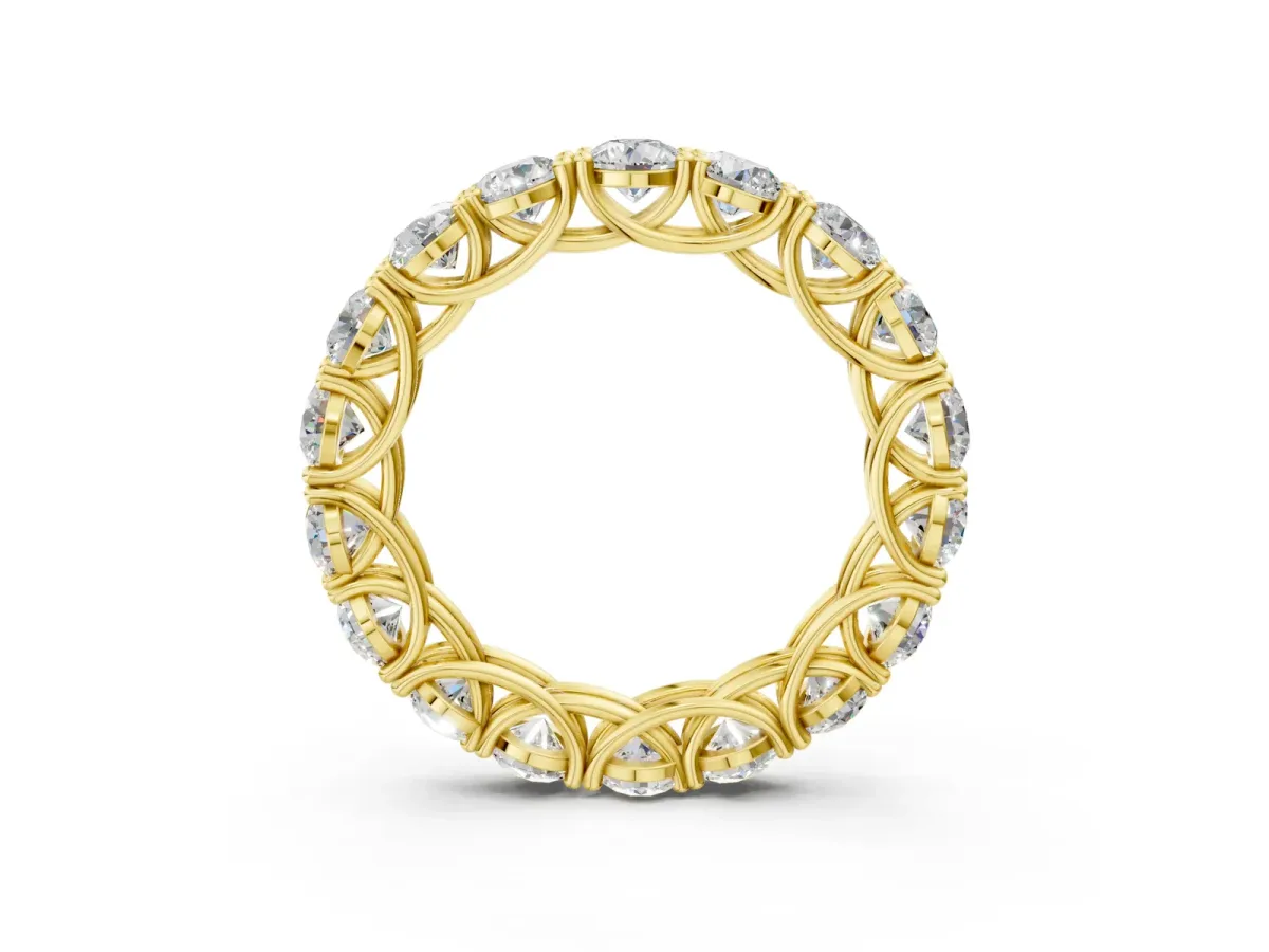 Round Diamond Woven Full Eternity Band Yellow gold