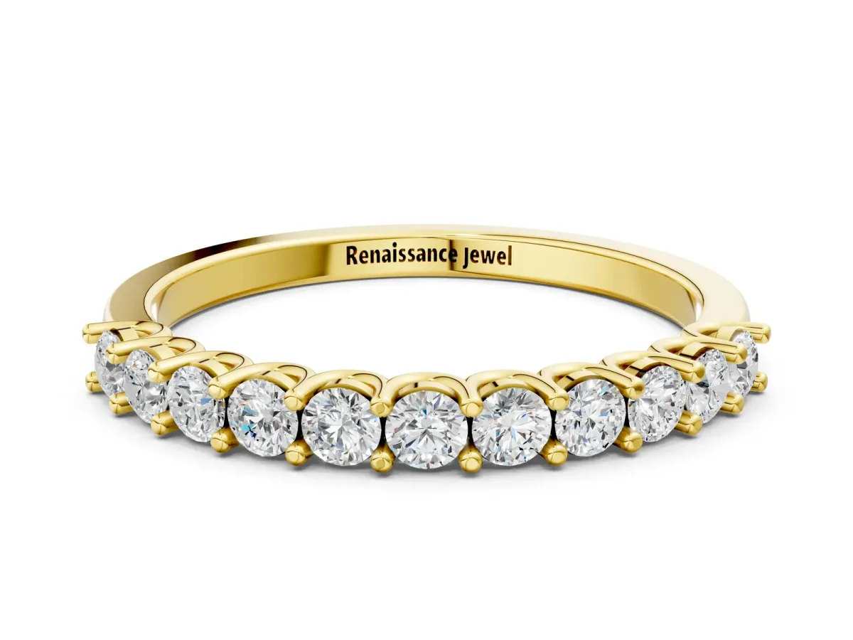 Round Diamond Pavé Half-Eternity Band Yellow gold