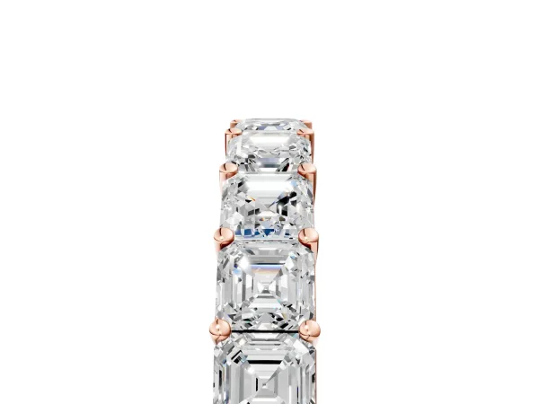 Asscher Cut Eternity Band with Shared Prong Setting Rose gold