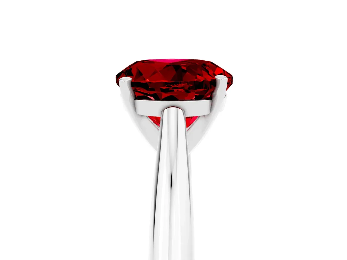 Round Cut Ruby Solitaire Engagement Ring with Cathedral Setting and Four-Prong Mount White gold