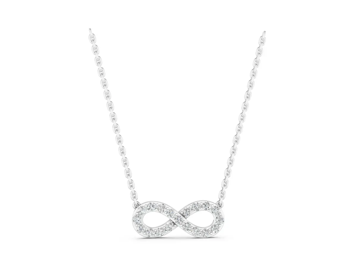 Infinity Pendant with Round Diamond Pavé Setting Silver