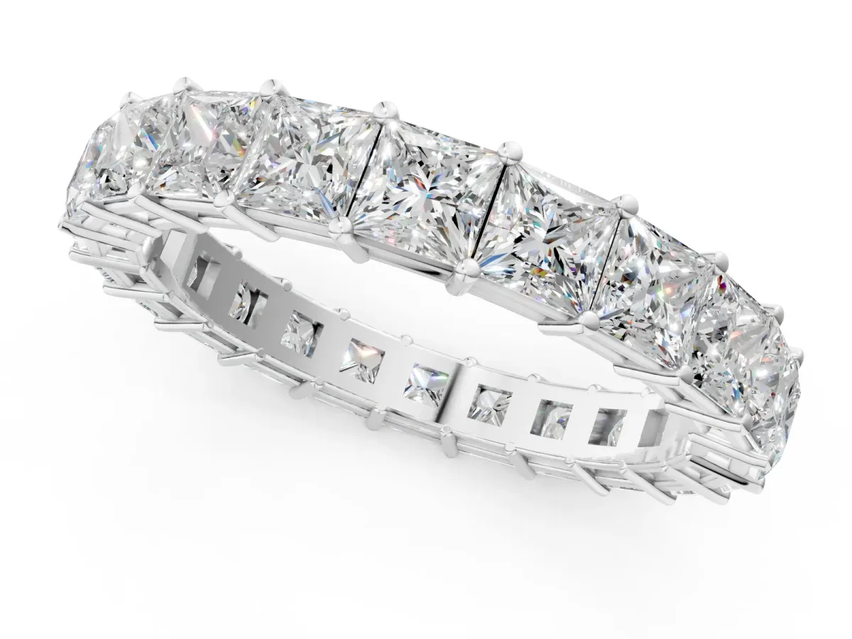 Princess Cut Eternity Band with Shared Prong Setting White gold