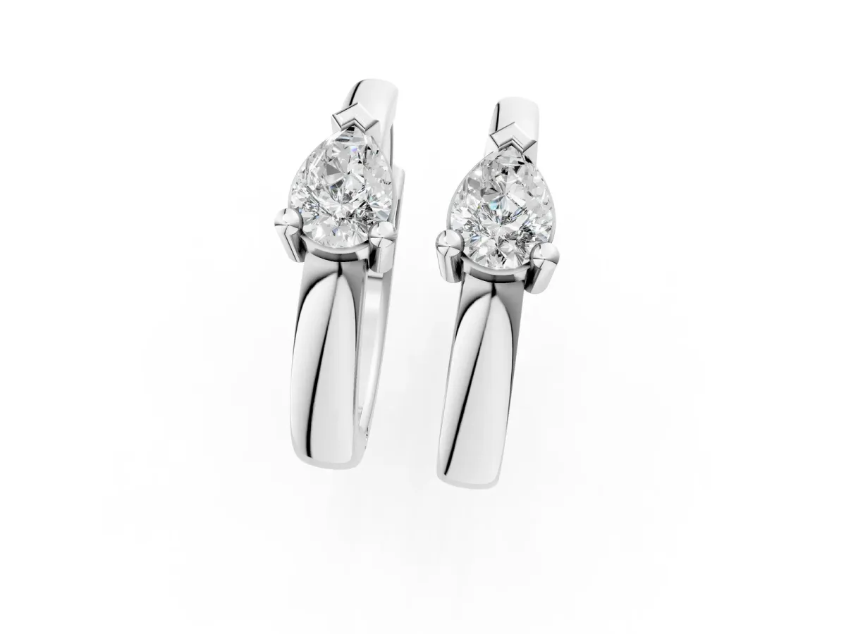 Pear Diamond Mini Huggie Hoop Earrings Silver