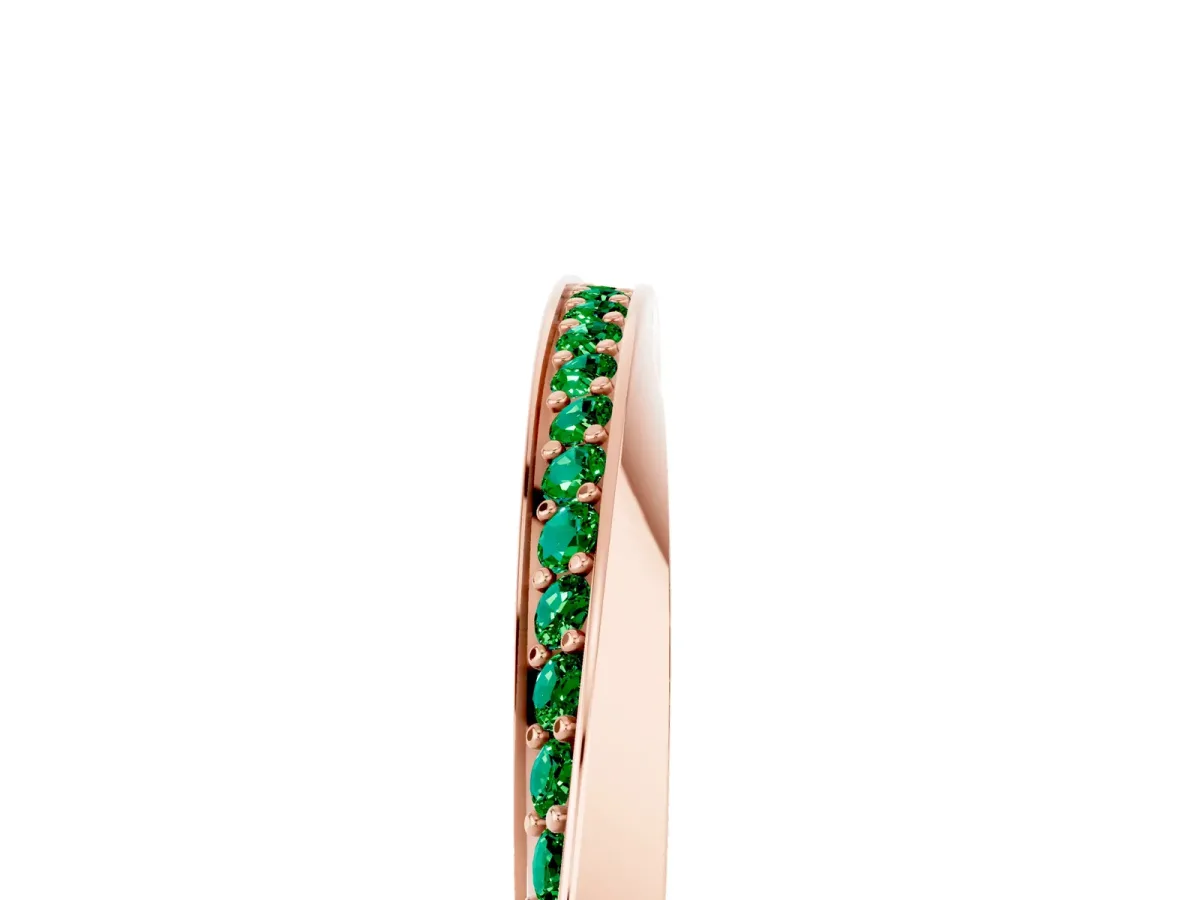 Pavé Round Emerald Twist Band Rose gold
