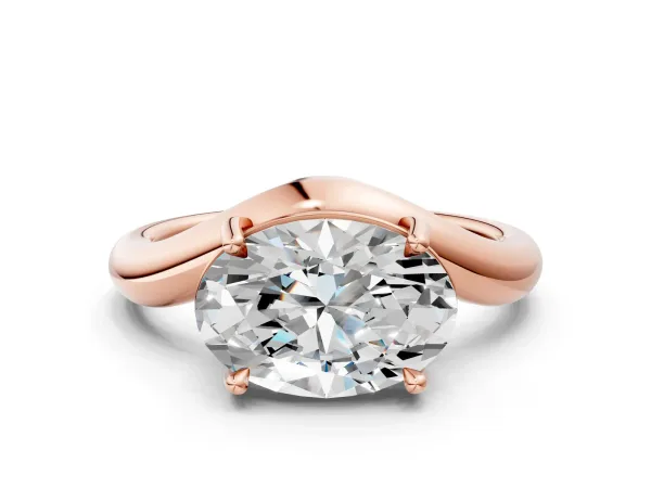 Oval Diamond Twisted Solitaire Ring Rose gold