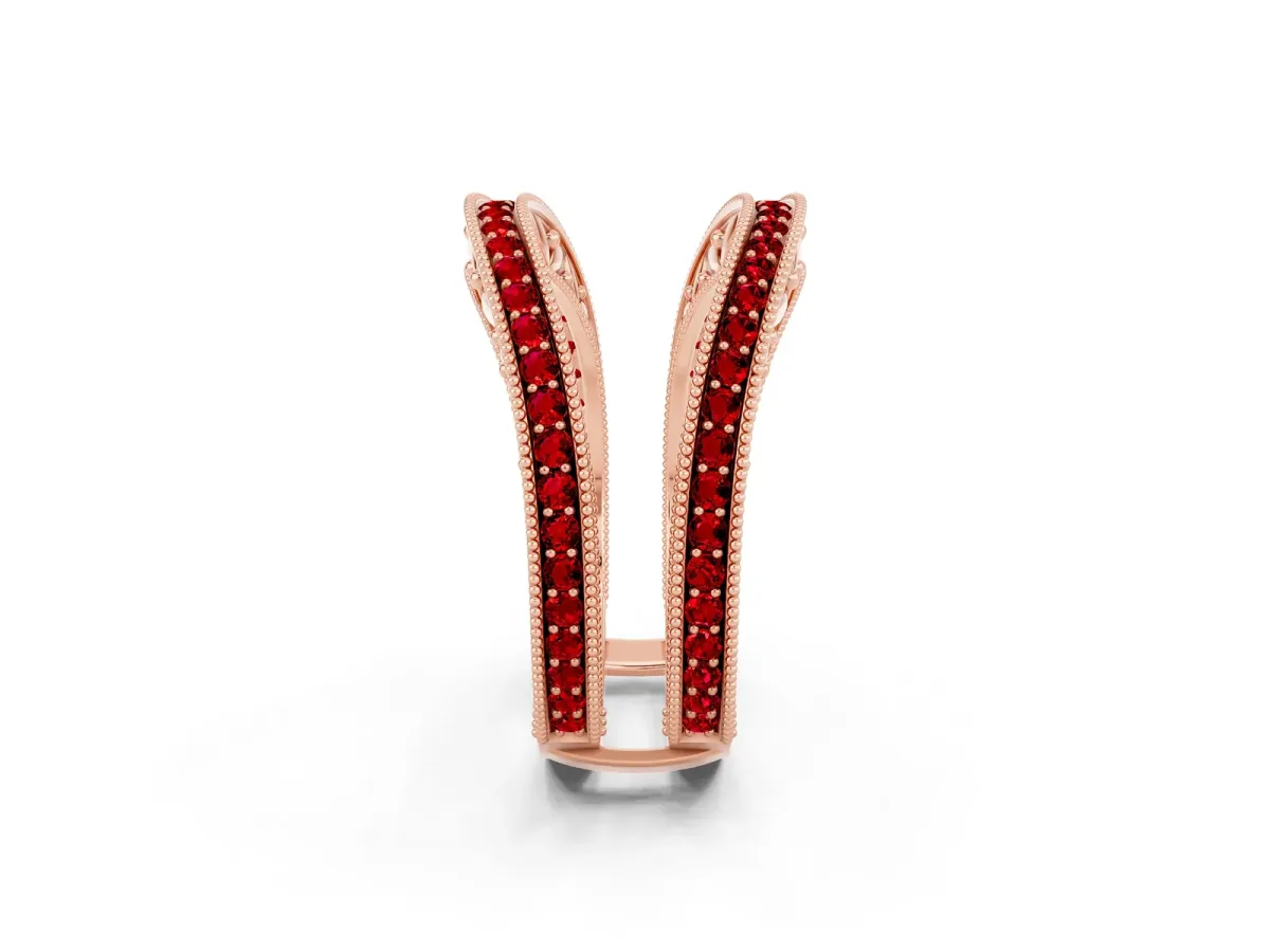 Round Ruby Milgrain Eternity Band with Channel Setting Rose gold