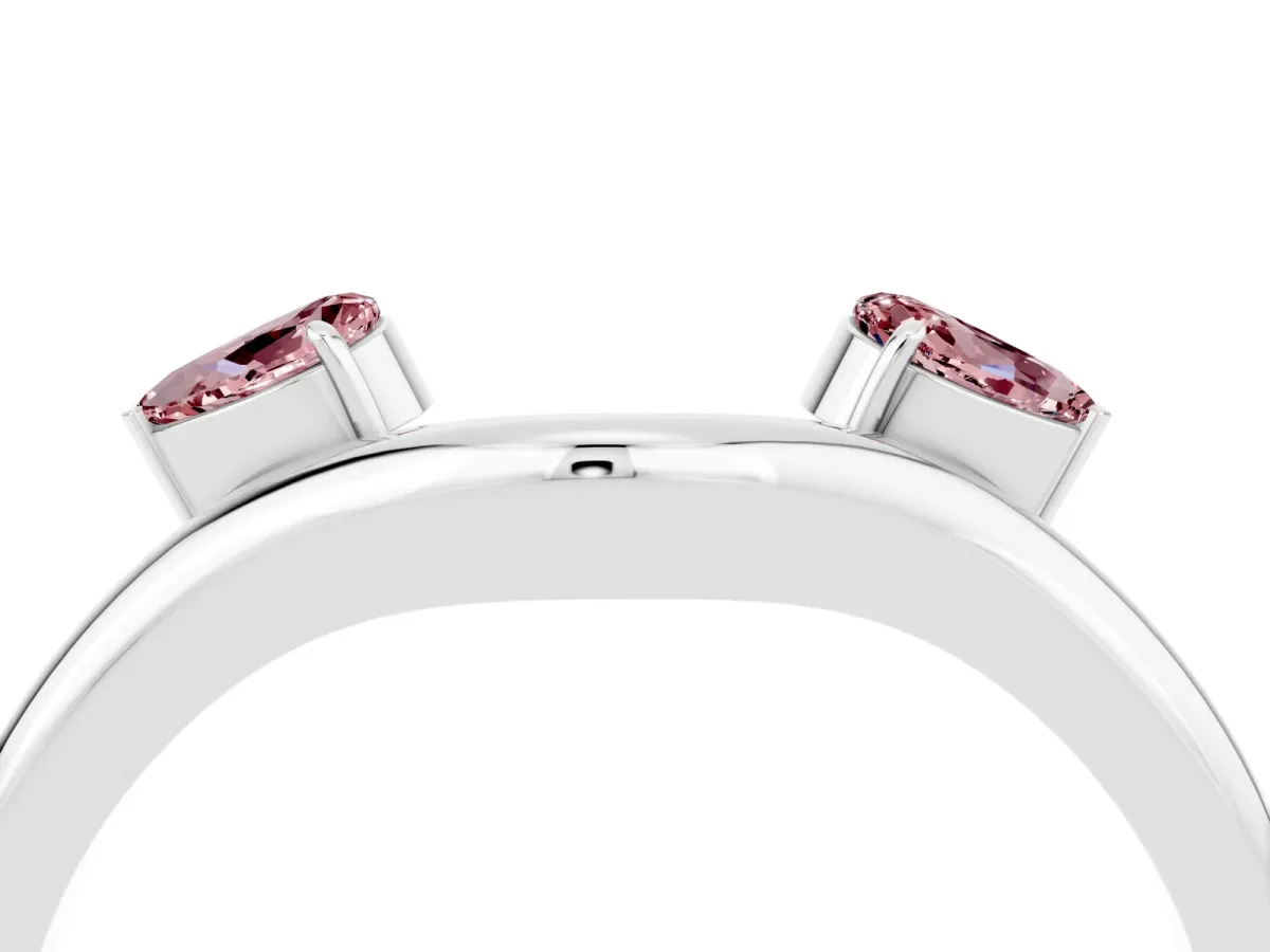 Pear Cut Morganite Two-Stone Open Band Ring with Prong Setting Platinum