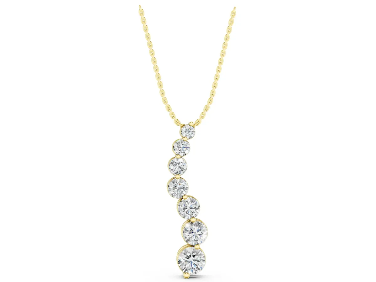 Graduated Round Prong-Set Diamond Pendant Yellow gold