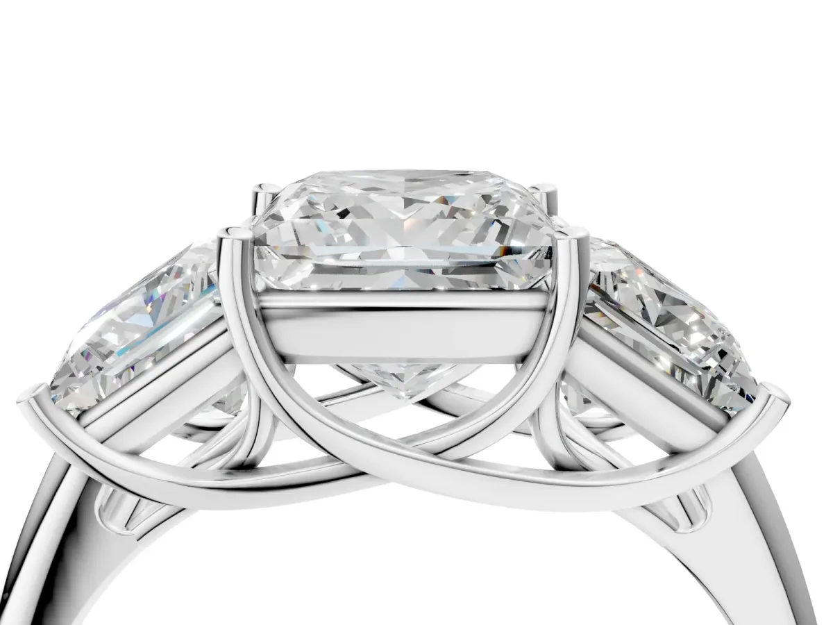 Three-Stone Princess Cut Diamond Engagement Ring with Prong Setting White gold