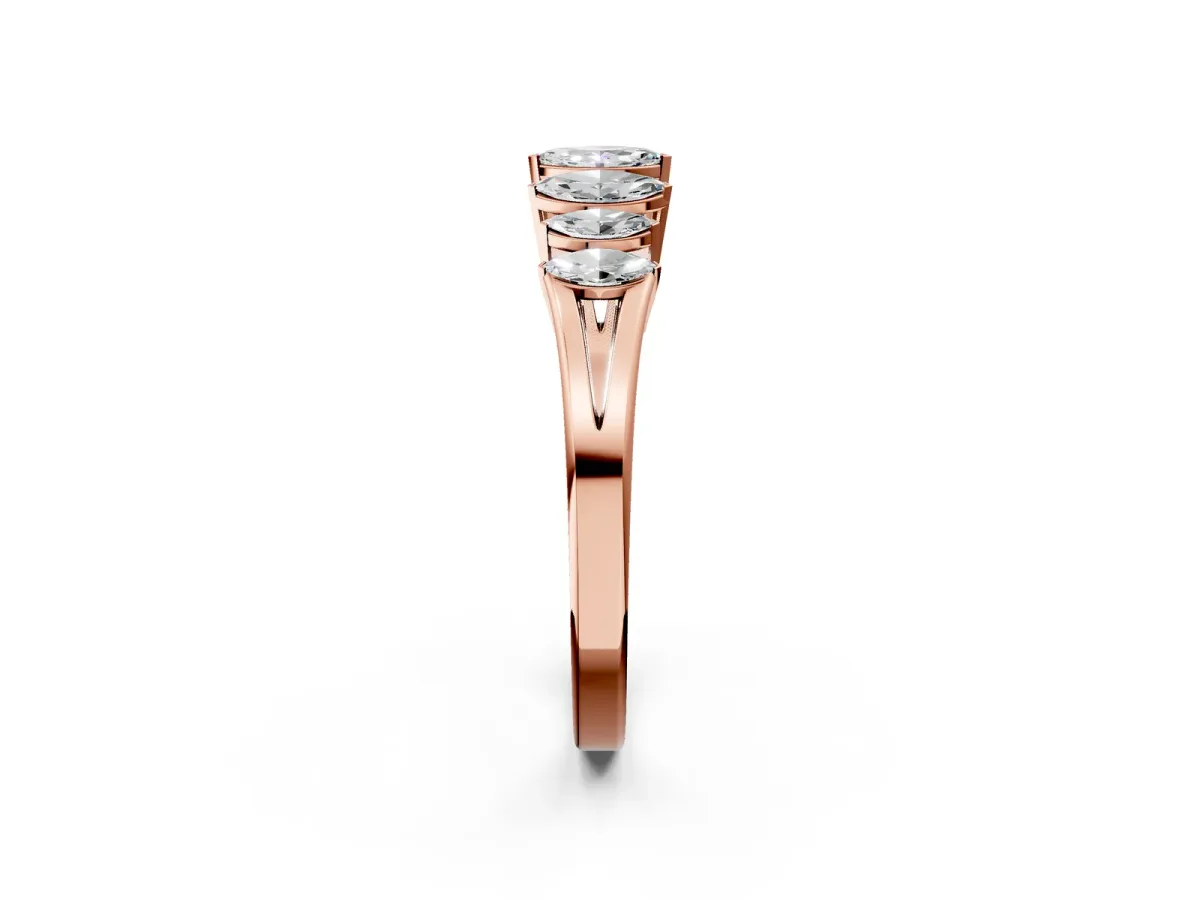 Marquise Diamond Prong-Set Half-Eternity Band Rose gold