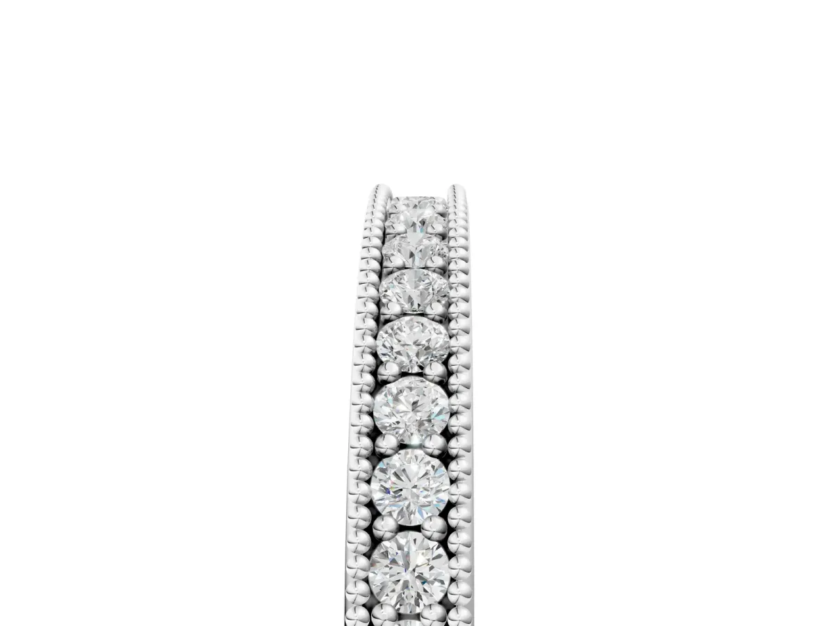 Round Diamond Pavé Eternity Band with Milgrain Edge White gold
