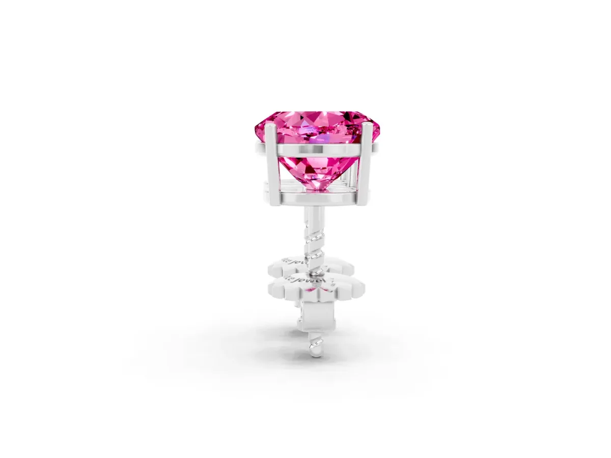 Round Cut Pink Sapphire Stud Earrings White gold