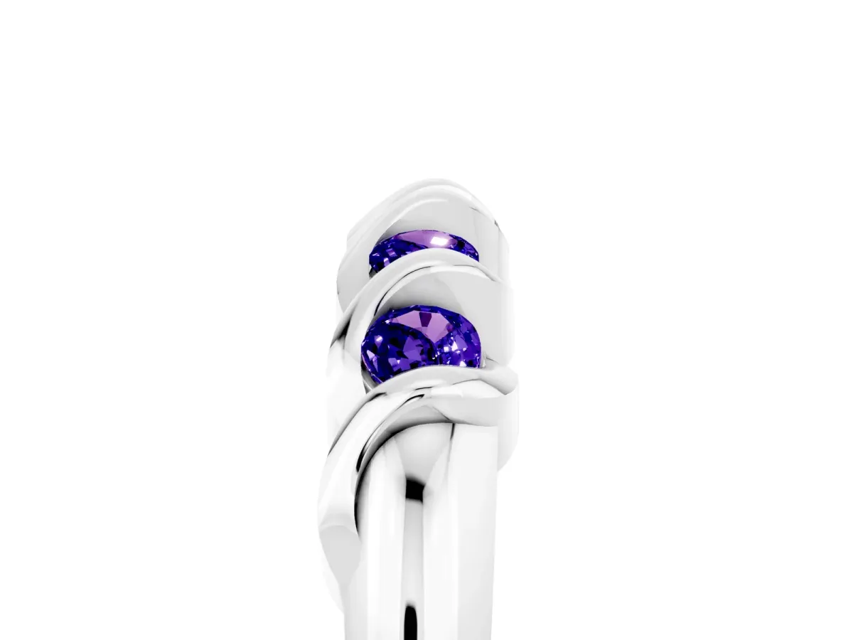 Round Tanzanite Eternity Band with Twist Prong Setting Silver