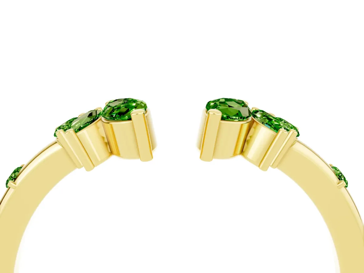Open Marquise Cluster Peridot Band with Prong Setting Yellow gold