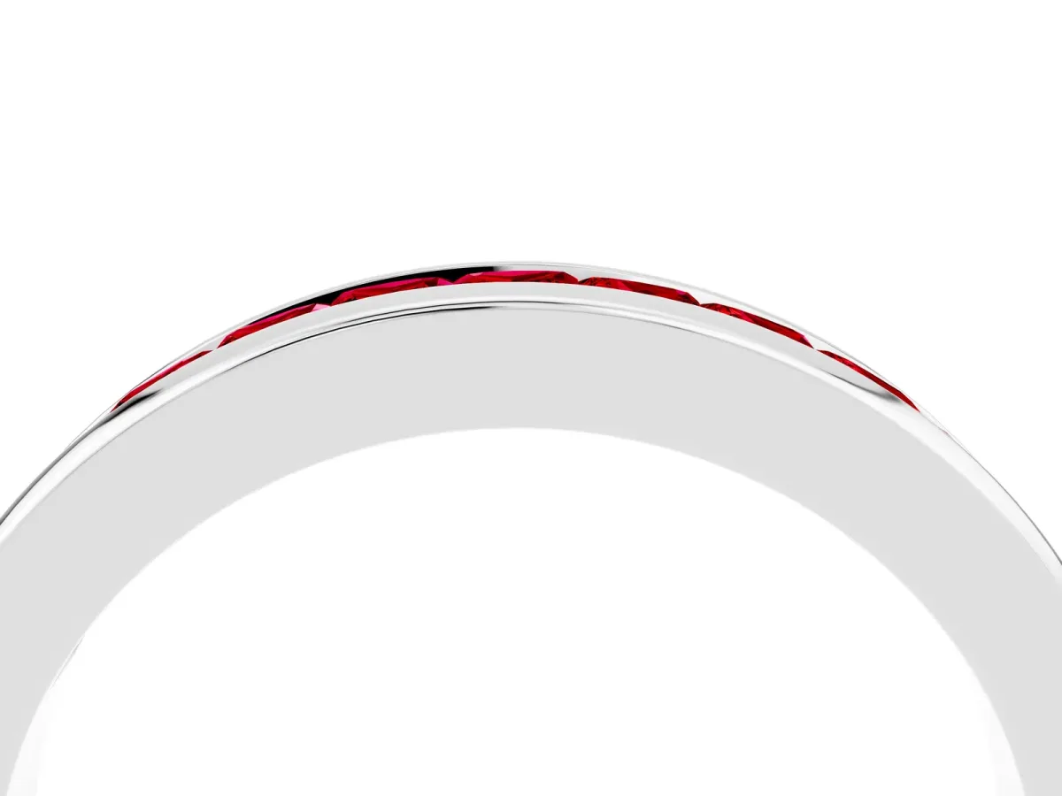 Channel Set Princess Cut Ruby Eternity Band Platinum