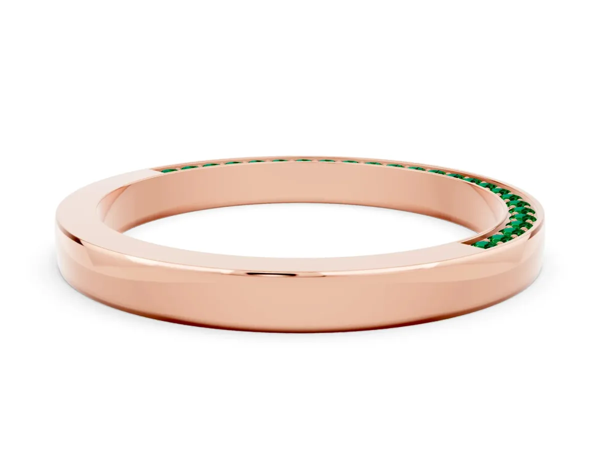 Pavé Round Emerald Channel Set Band Rose gold