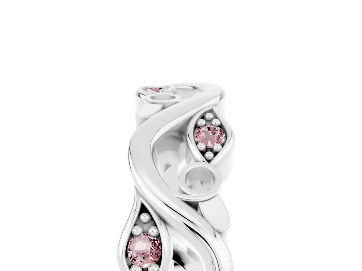 Marquise Morganite Vine Eternity Band with Bezel Setting Platinum