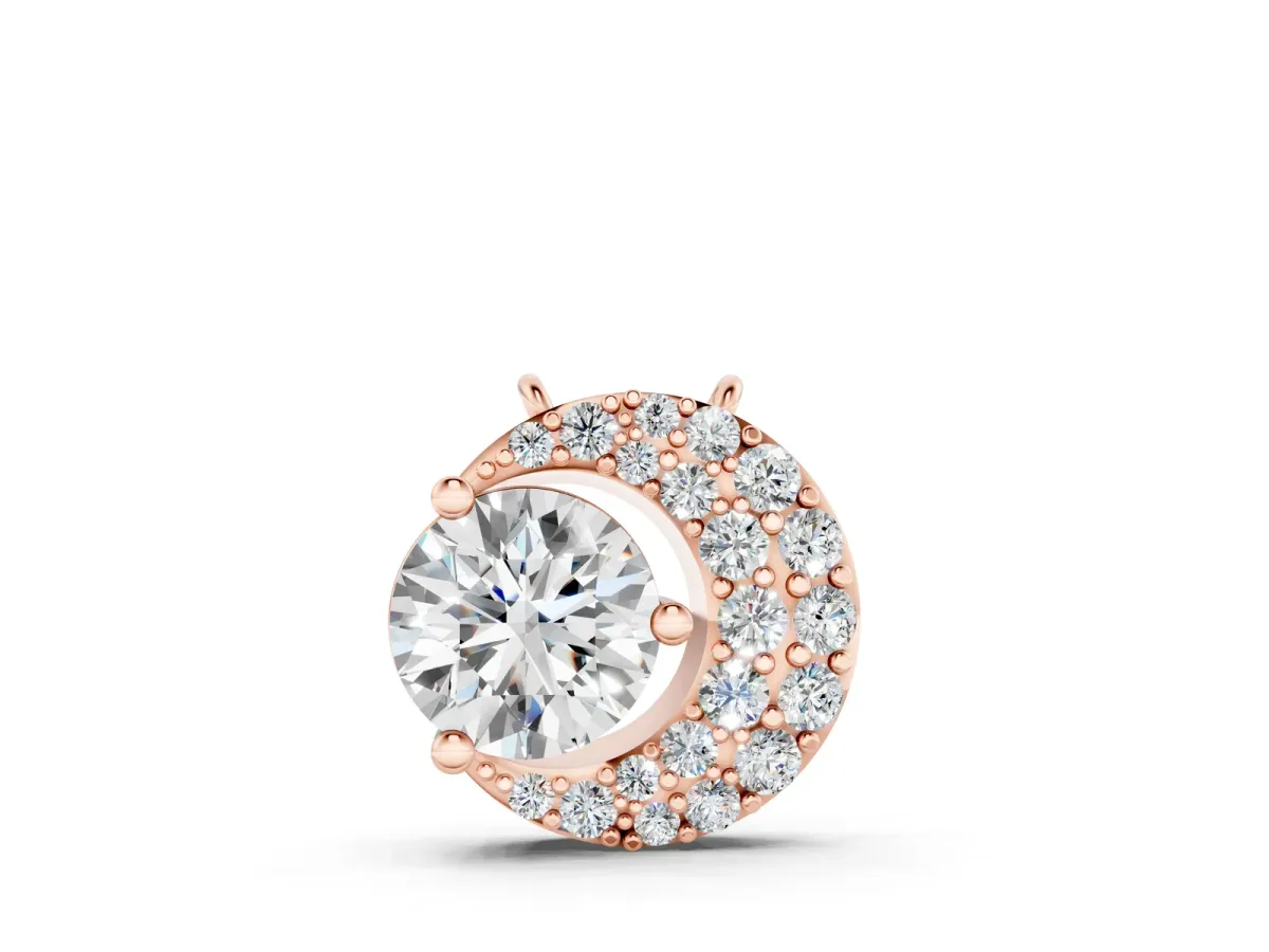 Round Prong-Set Diamond Pavé Pendant Rose gold